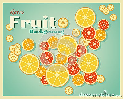 Retro fruit background with oranges Vector Illustration