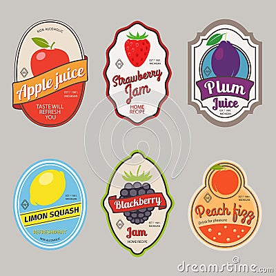 Retro fruit posters or labels Vector Illustration