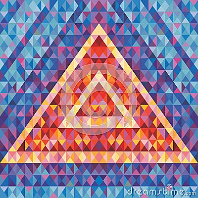 Retro futurism - abstract vector background. Abstract geometric pyramid. Geometric vector pattern. Vector Illustration