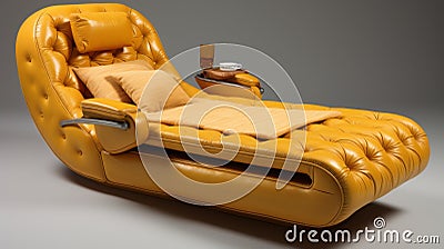 Retro Futuristic 3d Rendering Of Old Leather Chaise Lounge Stock Photo