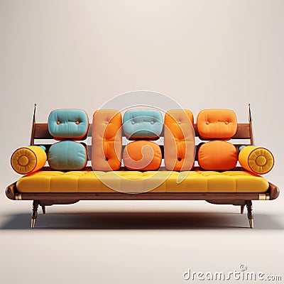 Retro-futuristic Propaganda Inspired Sofa Design Stock Photo