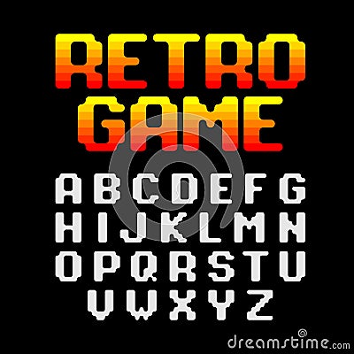 Retro game pixel font Vector Illustration