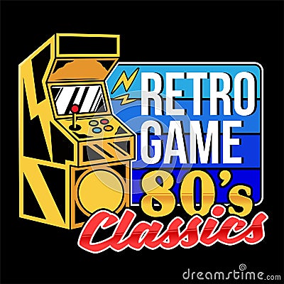 Retro game 80`s classics old game machine Vector Illustration