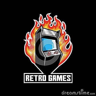 retro games console arcade device button Cartoon Illustration