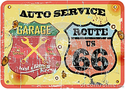 Retro garage sign Vector Illustration