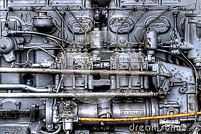 Retro Gardner diesel engine Editorial Stock Photo