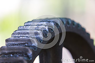 Retro gearing wheel to extract sugar from cane, Venezuela Stock Photo