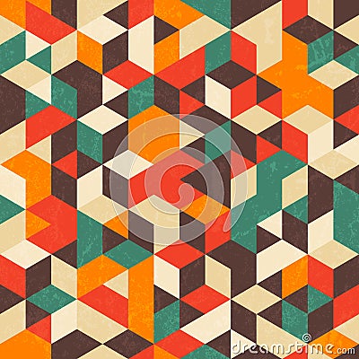 Retro geometric pattern with grunge texture. Vector Illustration
