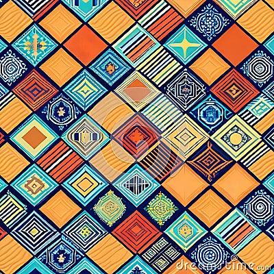 714 Retro Geometric Patterns: A retro and vintage-inspired background featuring retro geometric patterns in retro colors that ev Stock Photo