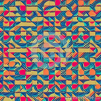 394 Retro Geometric Patterns: A retro and vintage-inspired background featuring retro geometric patterns in retro colors that ev Stock Photo