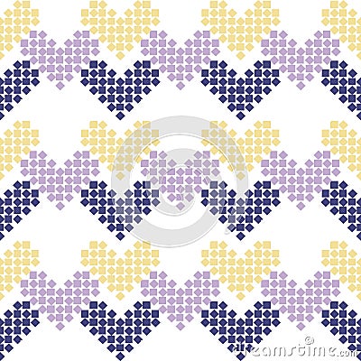 Heart Pixel Colourful Seamless Pattern Vector Illustration