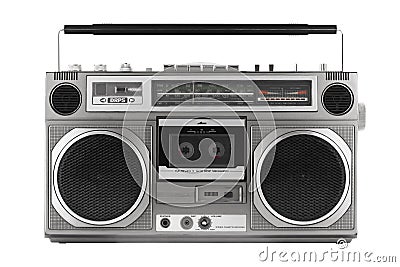 Retro ghetto blaster, isolated on white with clipping path Stock Photo