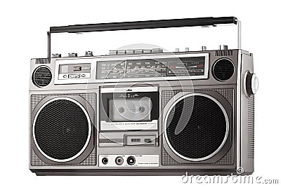 Retro ghetto blaster isolated on white with clipping path Stock Photo