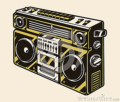 Retro ghetto blaster with radio Vector Illustration