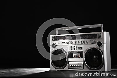 Retro ghetto music blaster isolated on black with clipping path Stock Photo