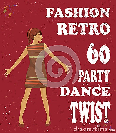 Retro girl Vector Illustration