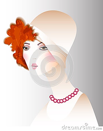 Retro girl in a hat fashion Vector Illustration