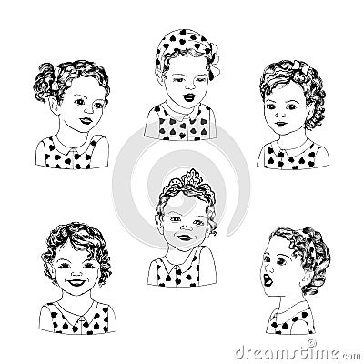 Retro girls clipart Vector Illustration