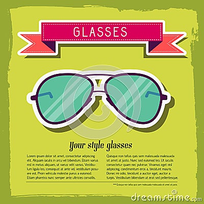 Retro glasses background concept. vector Vector Illustration