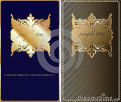 Retro Gold Blue Cover Background. Vector Illustration