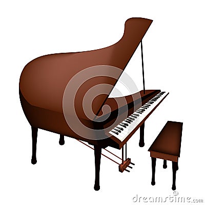 A Retro Grand Piano Isolated on White Background Vector Illustration