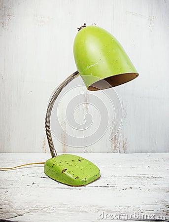 Retro green desk lamp Stock Photo