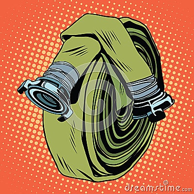 Retro green fire hose Vector Illustration