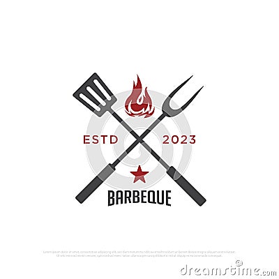 Retro grill barbecue logo design inspirations, Simple fire grill food and restaurant icon vector illustrations Vector Illustration