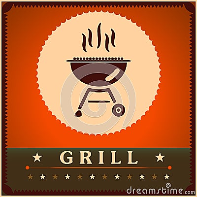 Retro Grill Menu Card Design template poster Vector Illustration