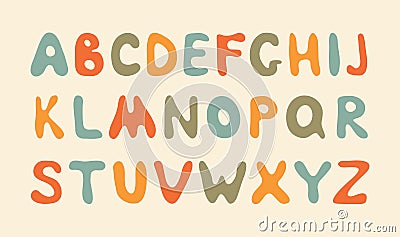 Retro groovy font. Vector hipster 70s styled decorative alphabet letters. Vintage typeface Vector Illustration