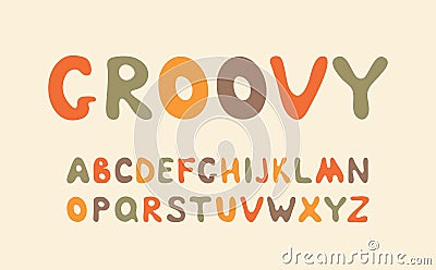 Retro groovy font. Vector hipster 70's styled decorative letters. Vintage typface for posters Vector Illustration