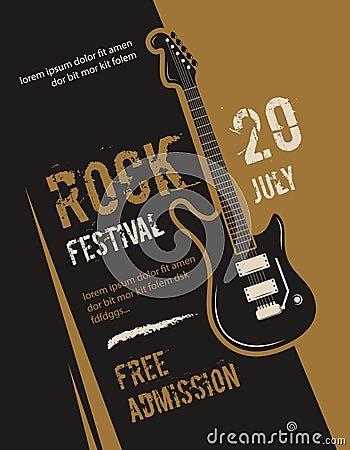 Retro grunge rock and roll, heavy metal, music festival vector poster design Vector Illustration