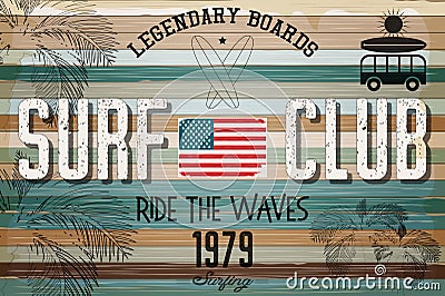 Retro Grunge Surfing Poster Vector Illustration