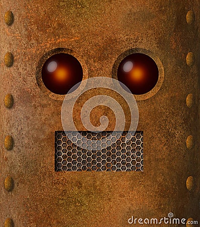 Retro grungy rusty robot face Stock Photo