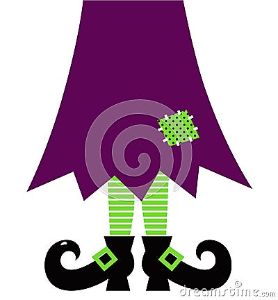 Retro Halloween witch legs Vector Illustration