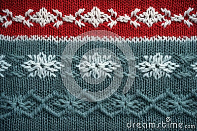 Retro handmade Christmas sweater knit texture. Generative AI Cartoon Illustration