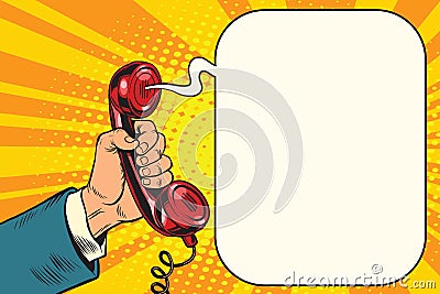 Retro handset in hand Vector Illustration