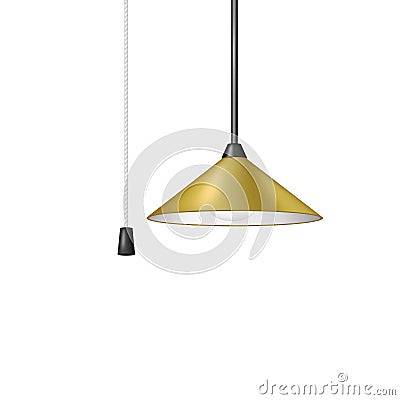 Retro hanging lamp in brown design with black and white cord switch Vector Illustration