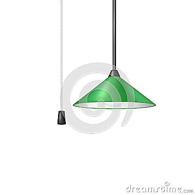 Retro hanging lamp in green design with black and white cord switch Vector Illustration