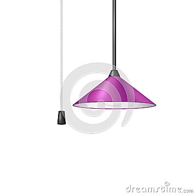 Retro hanging lamp in purple design with black and white cord switch Vector Illustration