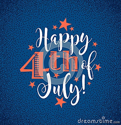 Retro Happy 4th of July typography design Vector Illustration