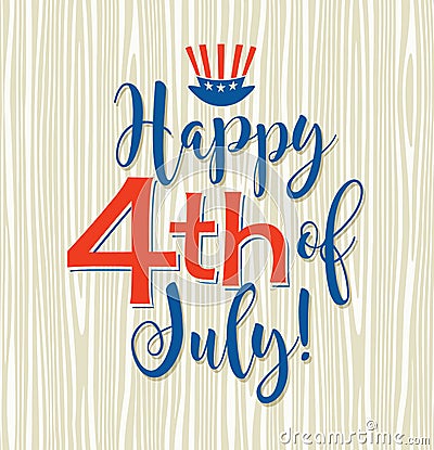 Retro Happy 4th of July typography design Vector Illustration