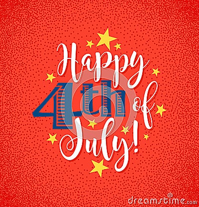 Retro Happy 4th of July typography design Vector Illustration