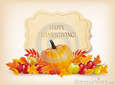 Retro Happy Thanksgiving Background. Vector Illustration