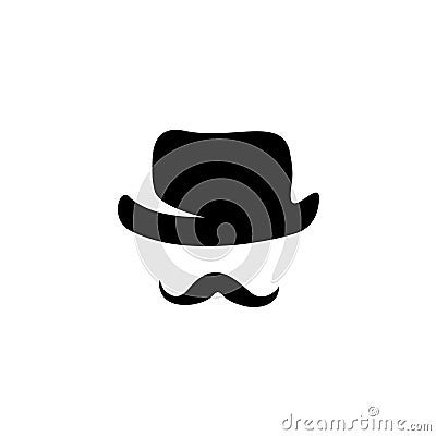 Retro hat and moustache silhouettes Vector Illustration