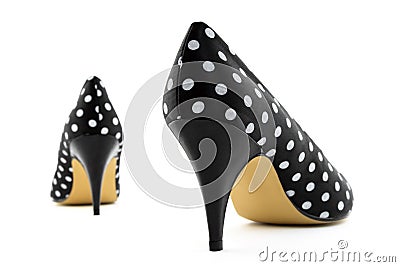 Retro high heel polka shoes Stock Photo