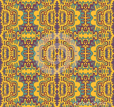Retro hippie style psychedelic trippy colorful fractal mandala seamless pattern. Decorative abstract element pattern. Vector Illustration