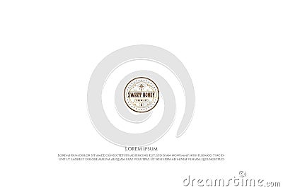 Retro Hipster Hand Drawn Bee for Honey Farm Product Label Logo Design Vector Vector Illustration