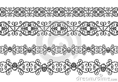 Retro horizontal border of with gears, cogwheels and chains. Steampunk Vector Illustration