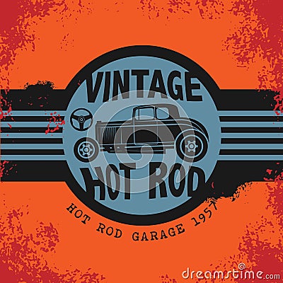 Retro Hot Rod poster Vector Illustration